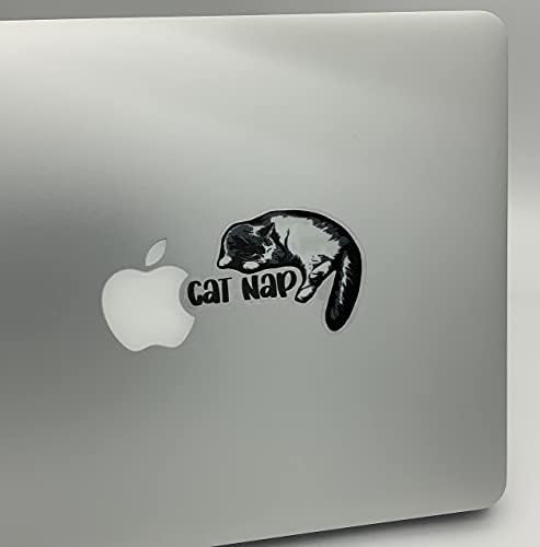 Adesivos de laptop de gato fofos - pacote de adesivos de vinil garrafa de água; Decalques de gato preto para skate, carro, parede, capacete. Tamanhos para caber em qualquer capa de telefone