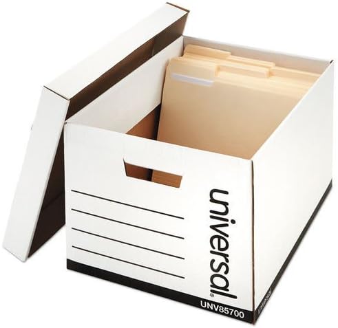 Caixas de tampa de retirada universal de média de serviço, arquivos legais/letras, 12 x 15 x 10 , branco,