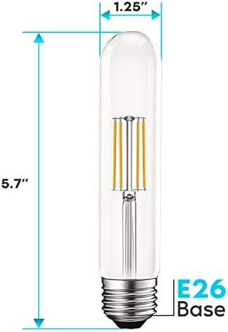 Lâmpadas de tubo LED Luxrite Vintage T9 Lâmpadas equivalentes 60W, 3000k Branco macio, 550 lúmens, lâmpadas tubulares de Edison diminuídas 5W, vidro transparente, lâmpada de filamento de LED, UL listado, E26 Base Padrão