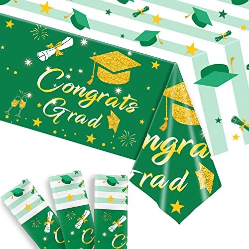 Katchon, faixa de graduação verde xtriarge - 72x44 polegadas com peças centrais de graduação verde para mesas e toalha de mesa de graduação verde e branca | Decorações de graduação Classe de 2023 suprimentos