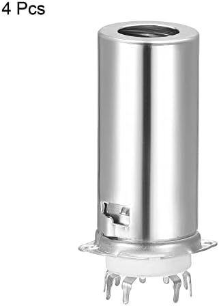Cerâmica do soquete do tubo de meccanidade 9pin, soquete de pino do tubo de tubo a vácuo com tampa de blindagem de alumínio, banhado de prata adequado para 12AX7, 12AU7 TUBE PACK de 4
