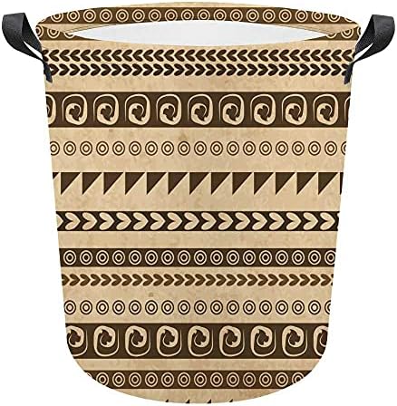 Cesta de lavanderia, cesto de lavanderia dobrável grande com alças ornamentos geométricos étnicos, cesto de roupas, cesta de armazenamento para lavanderia de quarto de banheiro