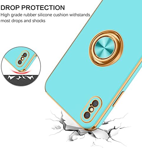 Capa XS para iPhone Bentoben, capa de telefone para iPhone X, Slim Fit Fit Spirly Kickstand Ring Porta Design Proteção à prova de choque TPU Drop do pára