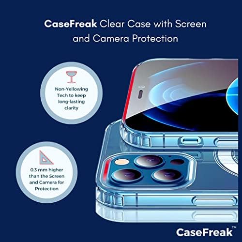 Case de Casefreak Clear para iPhone 12 mini com anel magnético, compatível com acessórios para seguros de mag, estojo de proteção anti-amarelo para iPhone 12 mini