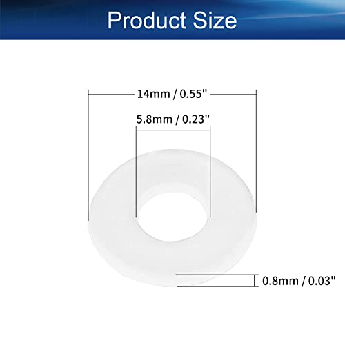 Bettomshin 300pcs M6 arruelas planas de nylon, 13mm od 6mm ID de 1 mm de espessura de vedação métrica de vedação