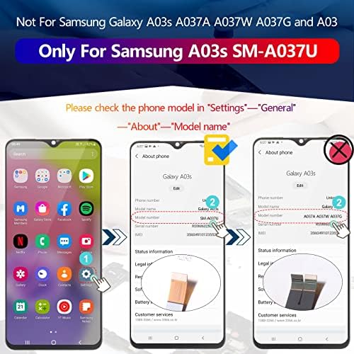 Tela para Samsung Galaxy A03s Substituição de tela para Samsung A03S SM-A037U LCD Touch Painel Digitalizer