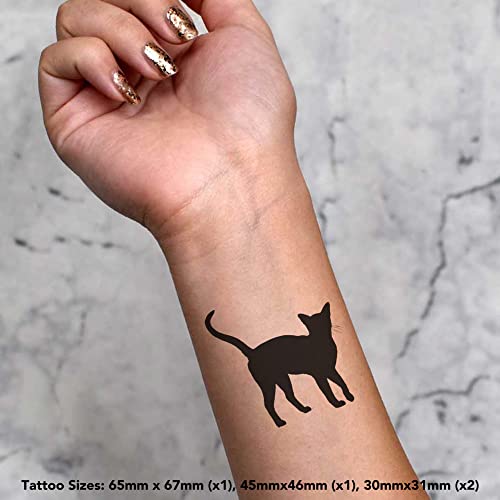 Azeeda 4 x 'Silhoutte de gato abissínia' Tattoos temporários