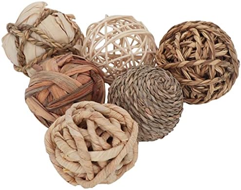 Conjunto de Kesywale de 6 bolas decorativas para enchimentos de tigela central, esferas de vime de vime de 2,8 polegadas, preenchimentos de vasos, decoração de mesa de casa