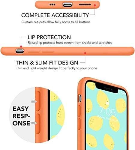 ICEDWORD iPhone 11 Pro Max Case Orange, capa de silicone líquido fino, pano de microfibra de seda
