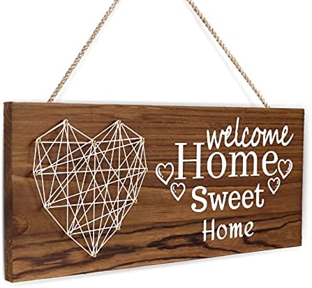 Qmusen placa de boas -vindas para a porta da frente, casa doce em casa, sinal de boas -vindas, decoração