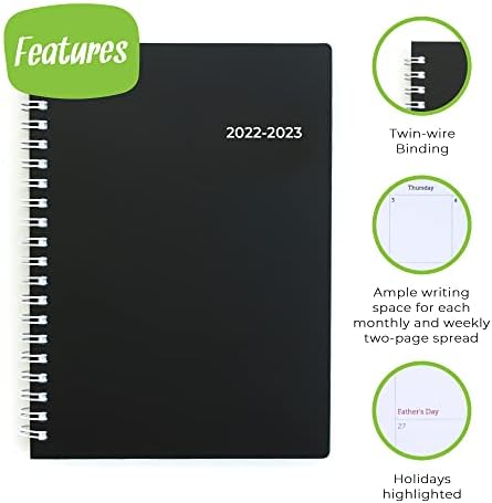 WallDeca 2022-2023 Planejador Semanal Acadêmico - Planejador Semanal e Mensal, julho de 2022 - dezembro de 2023, capa flexível, páginas de notas, ligação de dois fios)