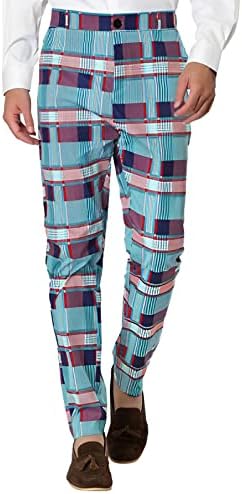 Calça de calça para homens masculino mola rolada calça xadrez de cintura média multi bolsos casuais calças