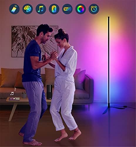 Lâmpada de piso, lâmpada de canto de 55 '' com aplicativo inteligente e controle remoto, iluminação de humor