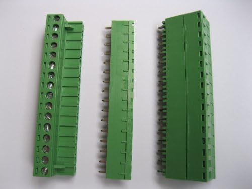 2 pcs pitch 5,08mm 16way/pin parafuso de parafuso de bloco de blocos de bloco com pino reto de cor verde tipo de céu traida