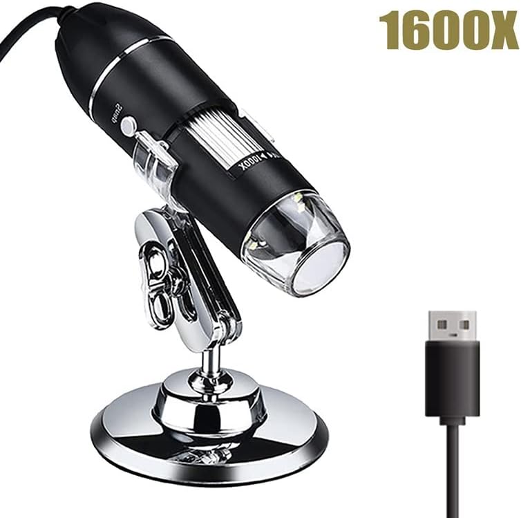 Kit de Acessórios para Microscópio para Adultos 1600x Câmera de Microscópio Digital USB, 3in1 Zoom Electron Microscope Lab