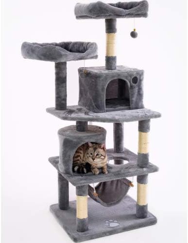 Lomantiv 57,08 polegadas de gato de vários níveis para gatos grandes, com poleiros aconchegante, casa de pet-tear