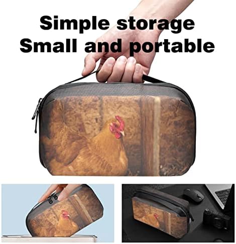 Organizador eletrônico Small Travel Cable Organizer Bag para discos rígidos, cabos, carregador, USB, cartão SD, galinha de animais de fazenda