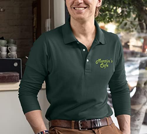 Camisas pólo de manga longa bordada personalizadas para homens de bordado personalizado