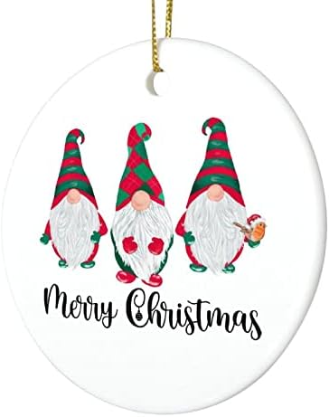 Gnome de Feliz Natal de 3 polegadas Ornamentos de Natal Gnomos redondos de Natal para crianças meninos meninos pendurando ornamentos para decoração de árvores de Natal decorações de festa de natal