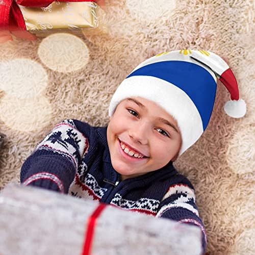 Philippines Flag pelush chapéu de natal travessura e lindos chapéus de Papai Noel com borda de pelúcia e decoração de natal de liner de conforto