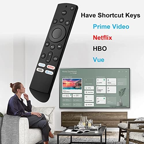 Controle remoto universal para insígnia Fire TV e Toshiba Fire TV Remote com Prime Video/Netflix/HBO, Vue Shortcut Keys
