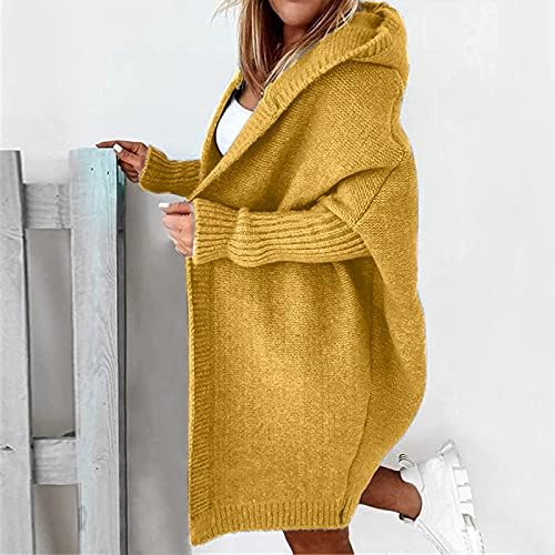 Cardigans longos femininos de Ymosrh 2021, suéter de suéter de malha de bloco de bloco de barronte sólido com