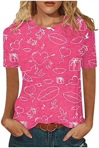 Sorto do Dia dos Namorados para mulheres Pulloves gráficos Love Heart Cartle Print Sweatshirt Tops Casual Pullover