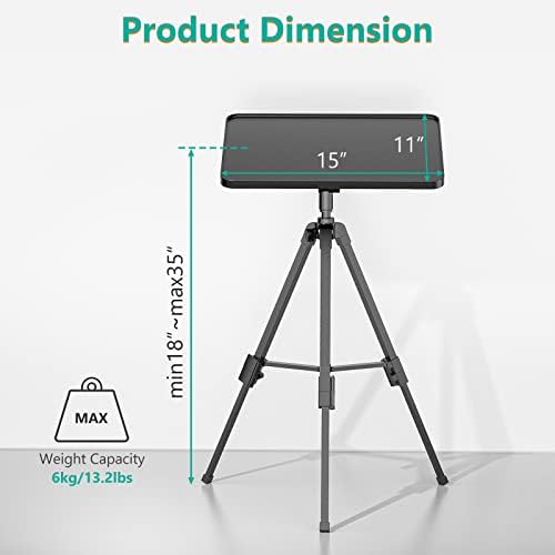 Wali Projector Tripod Stand, suporte portátil para projetor universal, laptop, equipamento de DJ com altura ajustável de 18 a 35 polegadas, perfeita para escritório, casa, palco ou estúdio, preto