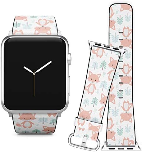 Compatível com a Apple Watch Iwatch Serie 6/SE/5/4/3/2/1 - Substituição de pulseira de couro de couro pulseira de faixa de faixa de faixa para homens e mulheres - Fox Baby Winter