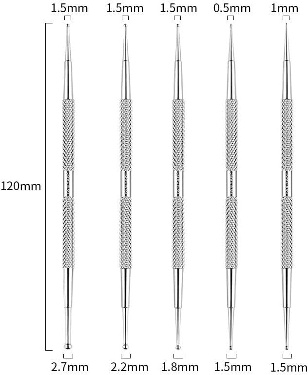 Dann Nail Art Tool Dotting Rhinestone Pen Manicure Diy Picker Bads Aço inoxidável 5pcs/conjunto de pincéis