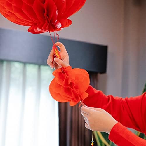 24 peças 11,8/9,8/7,9 polegadas lanternas chinesas vermelhas, lanterna de ano novo com decoração do festival de decoração de personagens fu para decoração de festa do festival de primavera de ano novo chinês
