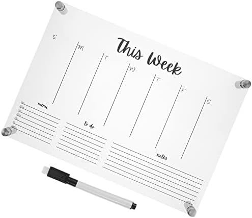 Tofficu 1 Conjunto de quadro de Memorando de Erase de Menas Magnéticas de Magnéticos Acrílicos Clear Weekly Refey Planner Memorando com caneta para o calendário da semana de ímã da geladeira