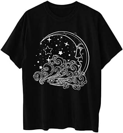Camiseta gráfica do Summer Summer para mulheres Trendy Manga Crew Crew Crew Medieval Fit Loose Fit Brunch