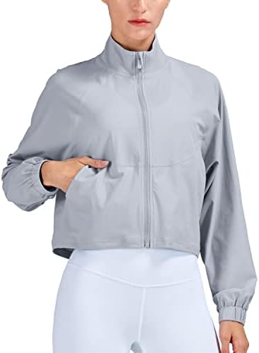 Altiland Women's Athletic Running Yoga Gym Track Zip Up Jackets Cropped upf 50+ Proteção solar Camisas