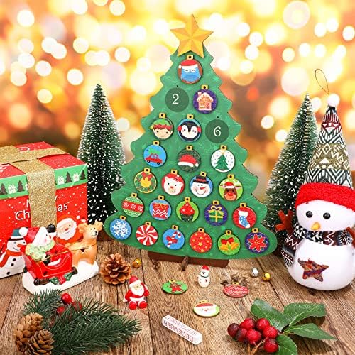 Contagem regressiva para o calendário de madeira do advento de Natal Diy Wooden Countdown Tree Christmas