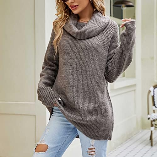 Blusas de gola alta feminino suéteres de manga comprida Sweter de malha de malha 2022 inverno outono sólido