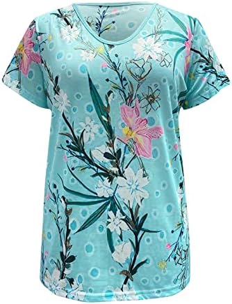 Tops de verão femininos Moda da primavera Manga curta V camisetas Floral boho Tees fofos Espaço de camiseta