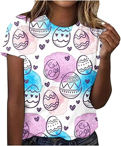 Camisas de ovos de Páscoa para mulheres de verão Casual Casual pesco
