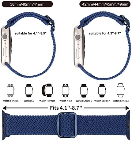 VNTOV 3 Bandas de loop solo de pacote compatíveis para a banda Apple Watch 38mm 40mm 41mm 42mm 44mm 45mm 49mm homens homens, faixas elásticas ajustáveis ​​de pulseiras elásticas