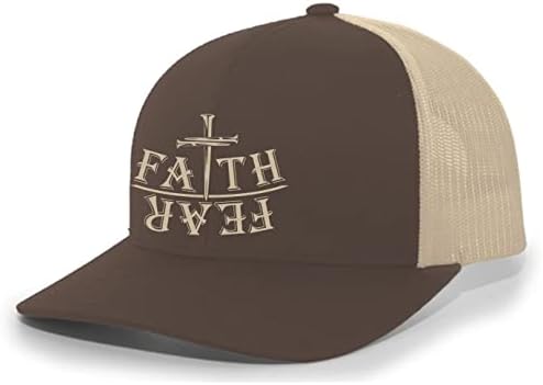 Fé cristã sobre o medo, unhas cruzam Jesus Mesh Mesh Backer Trucker Hat Baseball Cap