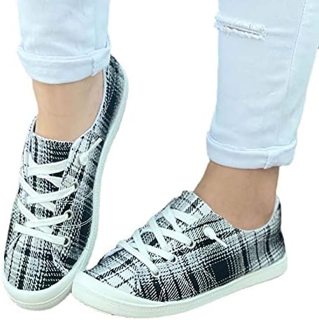 Sapatos de lona feminina moda moda xadrez externo de plataforma não deslizamento tênis de jeafer leves de jeafer suave