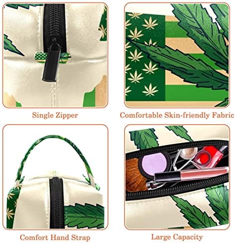 Tbouobt Makeup Bag Bolsa de bolsa de bolsa cosmética com zíper, folhas e bandeira
