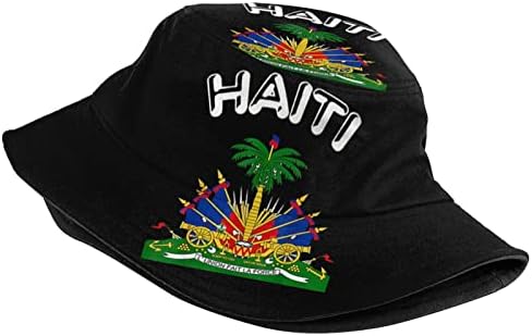 Linda bandeira do Haiti chapéu de balde embalável abrangente chapéus de proteção solar ao ar livre chapéus