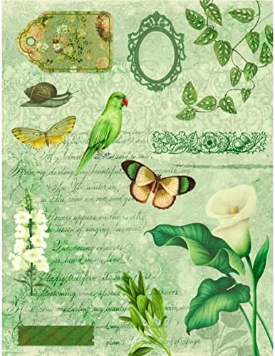 Jade Butterfly Mulberry Rice Papel, 8 x 10,5 polegadas - 6 x Diferentes imagens de papel de amoreira impressas
