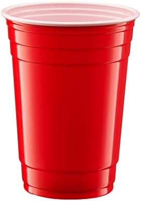 Copos de plástico de festa descartável de pacote confortável [18 onças. - 50 contagem] Copos de bebida vermelha