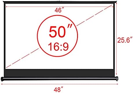 Dsfeoigy 40 polegadas 16: 9 Tela de projeção de mesa portátil Tela de tabela de vidro de fibra de tecido branco fosco para cinema de viagem de negócios