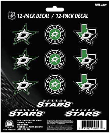 Fanmats 30791 Dallas Stars 12 contagem Mini Decal Sticker Pack