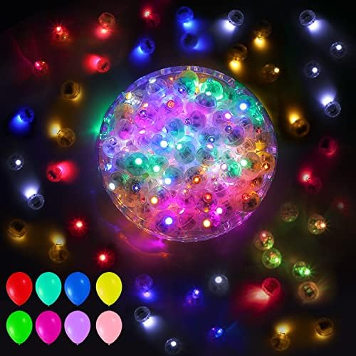 100pcs Cores variadas Luzes de balão LED com loop para pendurar, Luzes de ovos de Páscoa mini luzes