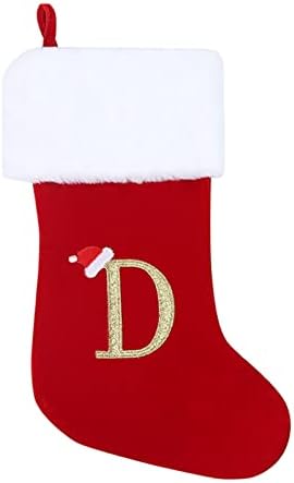 Monogram de meias de Natal estocando clássico decoração personalizada de meia para a temporada de festas de férias em família Alphabet Christmas meias guirlanda de inverno para escadas
