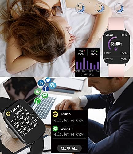Elexus Smart Watch for Men Mulheres, Fitness Tracker Coração Monitor de atividades Rastreamento de